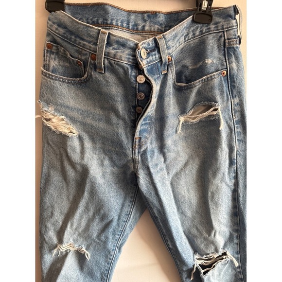 Levi's 501 Distressed Ripped Light Wash Denim Jeans 27x28 universal - Picture 5 of 6